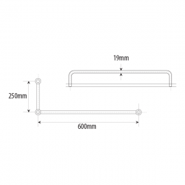 600mm Pull & Towel Bar 19mm Dia. Polished Chrome