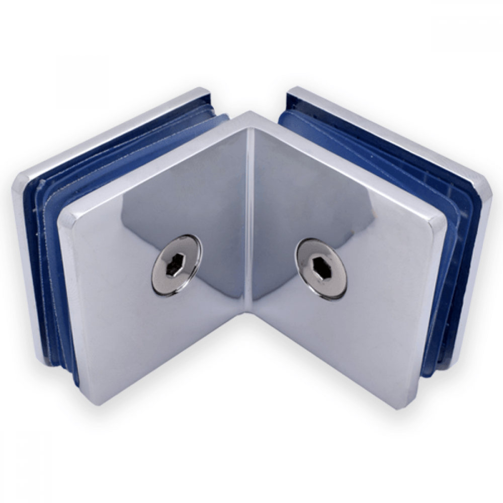 90 Degree Glass To Glass Fixing - Polished Chrome