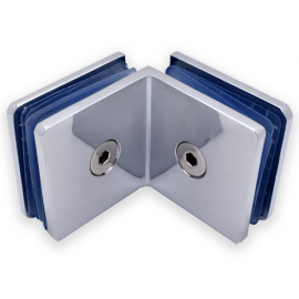 90 Degree Glass To Glass Fixing - Polished Chrome