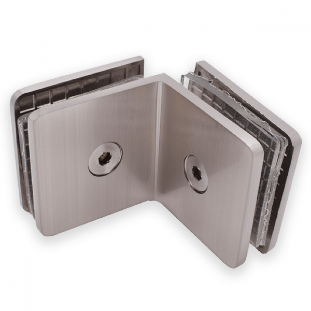 90 Degree Glass To Glass Fixing - Satin Chrome