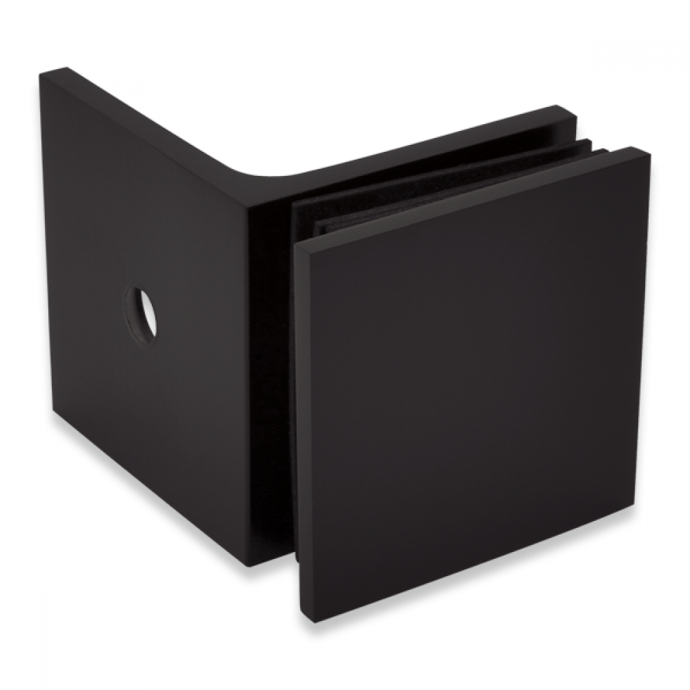 90 degree Wall To Glass Fixing - Square Range - Black
