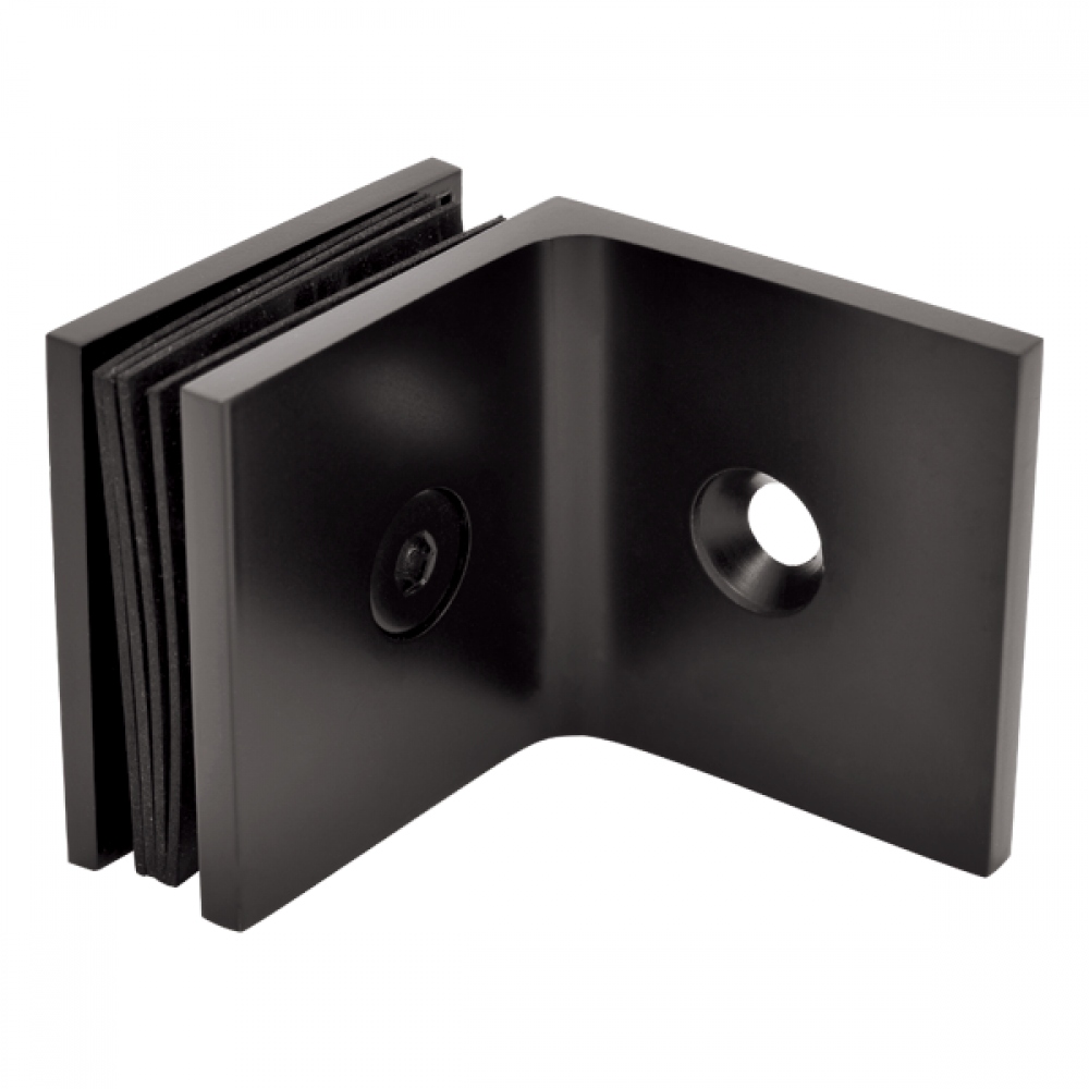 90 degree Wall To Glass Fixing - Square Range - Black