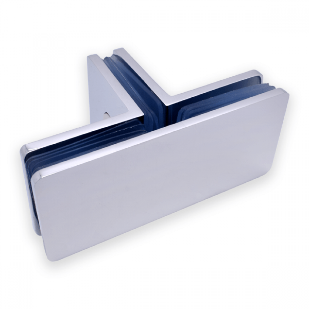 T Shaped Glass To Glass Bracket - Polished Chrome