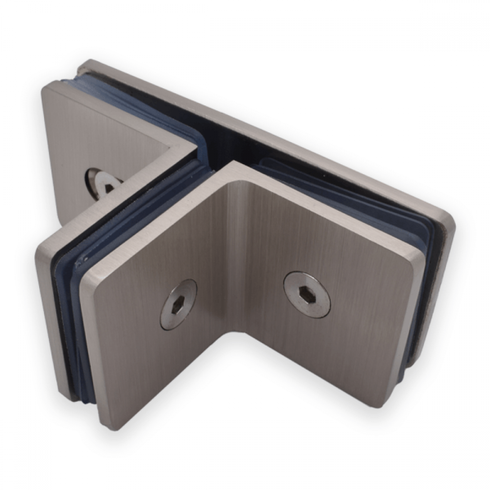 T Shaped Glass To Glass Bracket - Satin Chrome