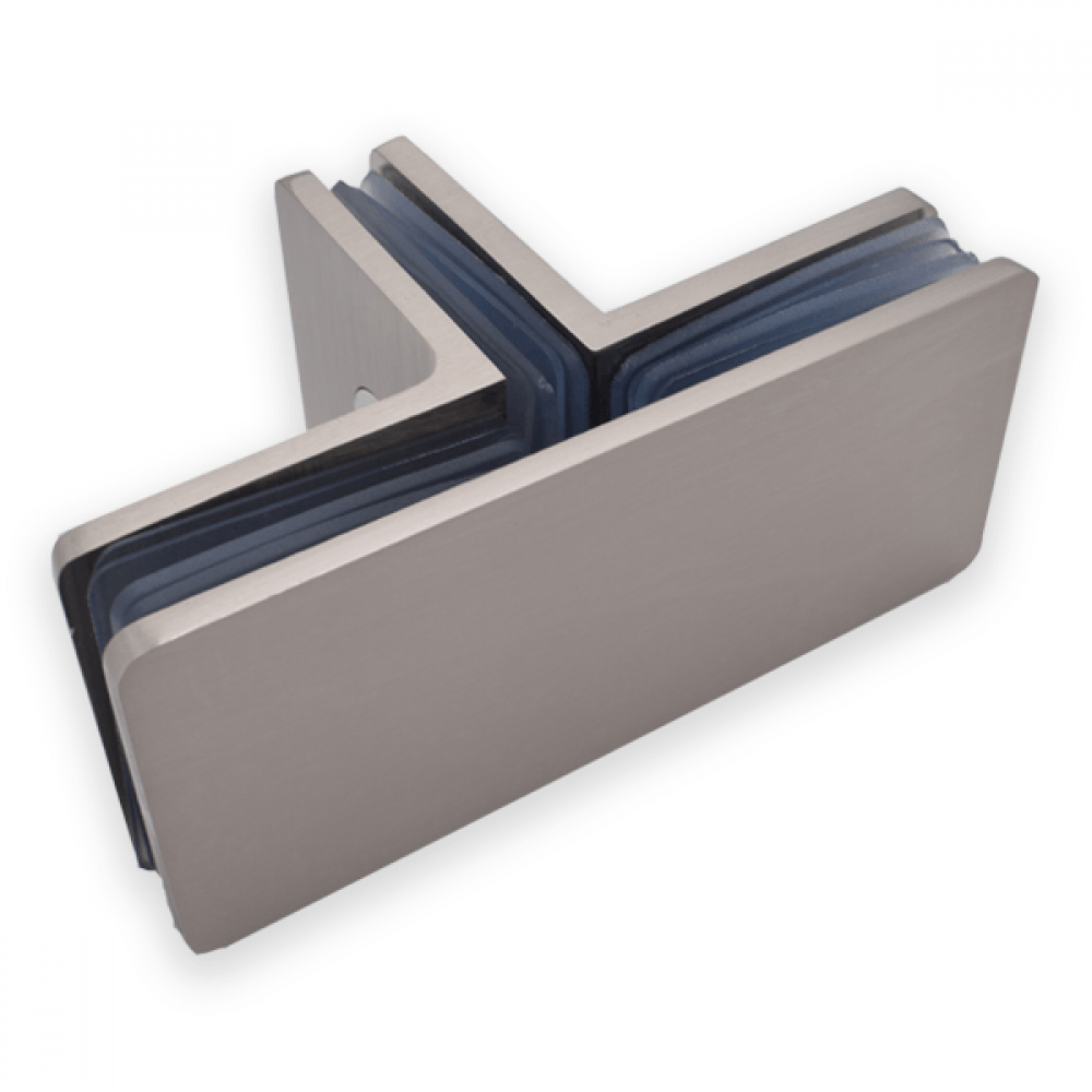 T Shaped Glass To Glass Bracket - Satin Chrome