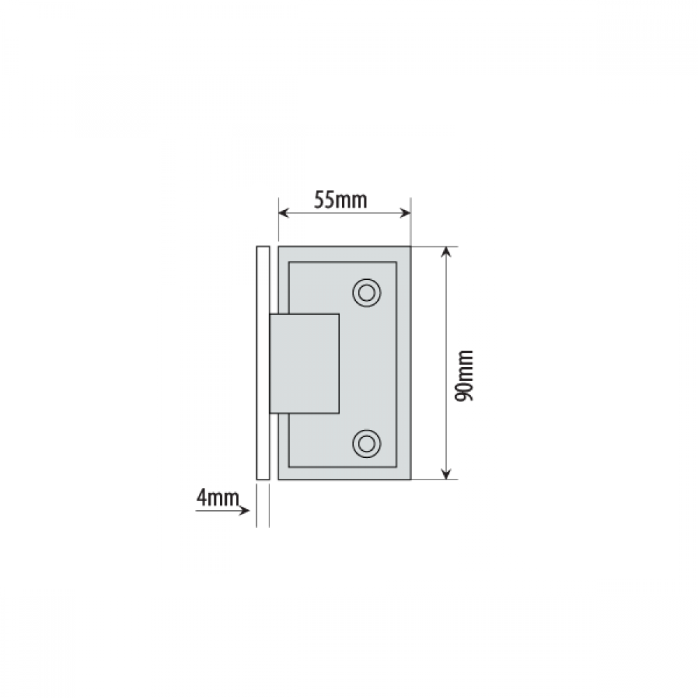 Shannon SQ Range - Single Wing Wall To Glass Hinge - BLACK