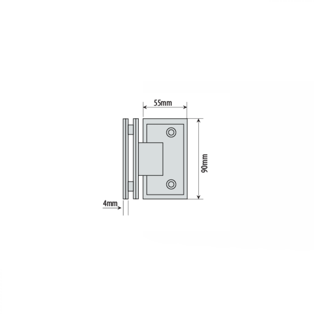 Shannon SQ Range - 90 Degree Glass To Glass Hinge - SC