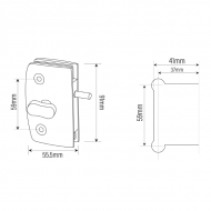 Indicator Lock with  Receiver - Glass to Wall - Chrome