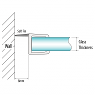 H Jamb Seal - 6mm Glass - 8mm Soft Fin