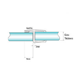 H Jamb Seal - 8mm Glass - 9mm Hard Fin