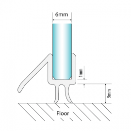 Bottom Wipe With Drip Rail - 6mm Glass