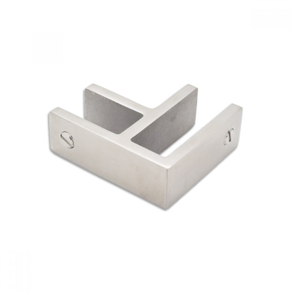 90 Degree SS Glass To Glass Panel Support 16.76-19mm Glass