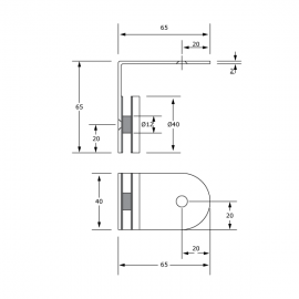 90 Degree Wall to Glass Interior/ Polished Chrome