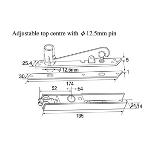 Adjustable Top Pivot Door Rail Kit With 12.5mm Pin