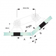 Glass to Glass Partition Bracket (82mm Bar) 15-19mm Glass