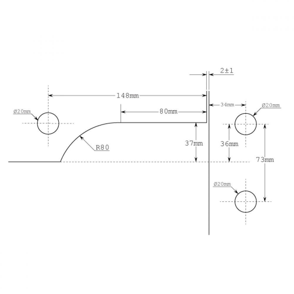 GCC Corner Transom Fitting - Satin Stainless