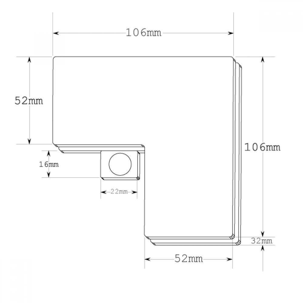 Corner Transom Connector - Satin Stainless