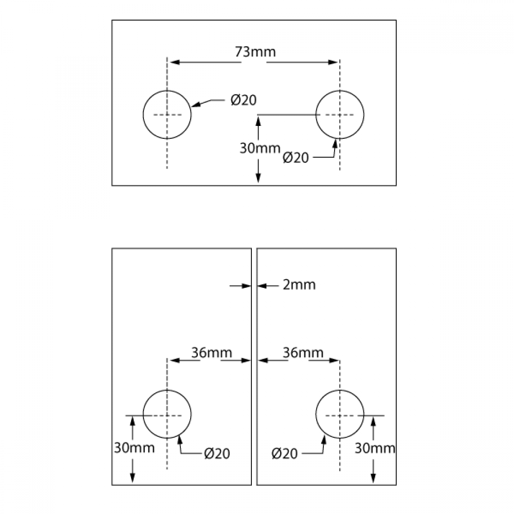 Double Over Panel Connector With Stopper - Satin Stainless