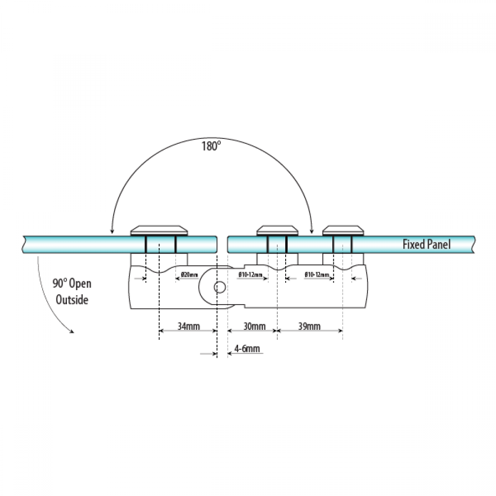180 Degree Glass To Glass Hinge SS