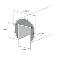 Slotted tube 48.3mm x 27mm x 30mm x 1.5 mm - 3m