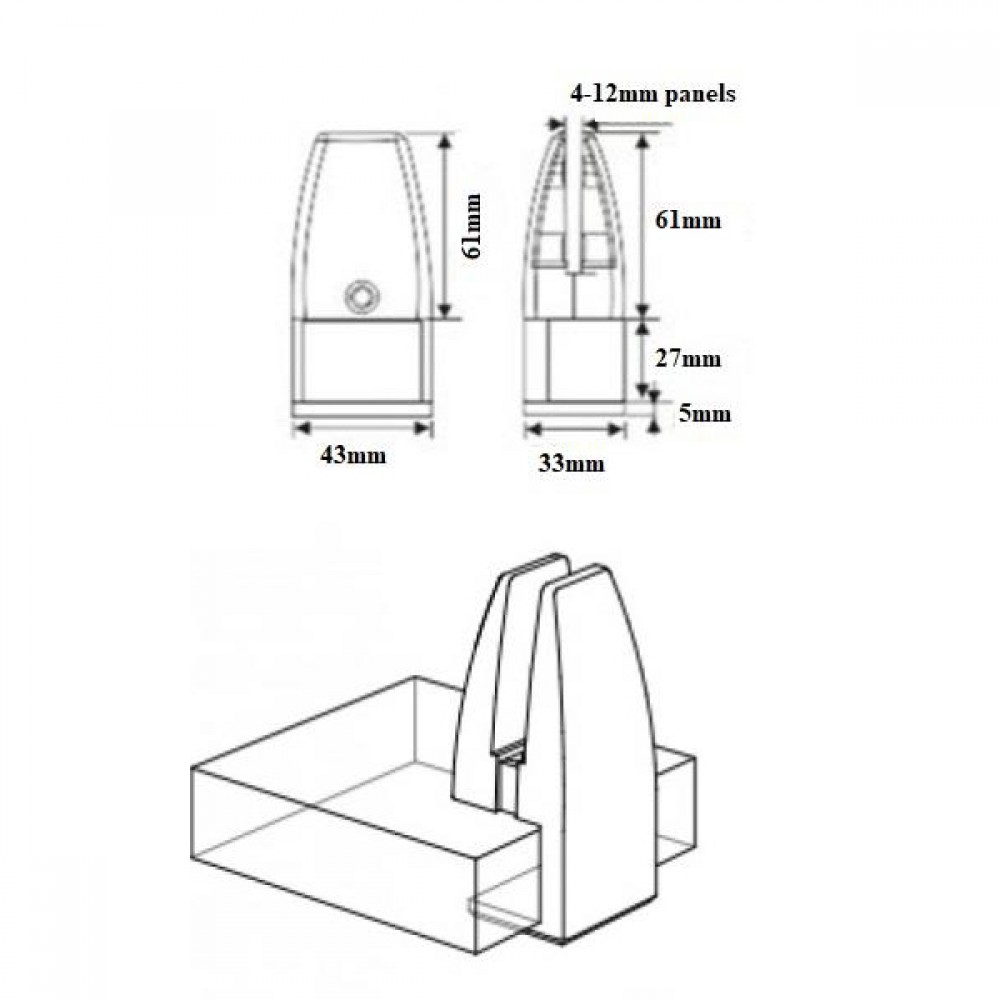 Bottom Fix Desk Partition Clamp, 4-12mm Thick Panel - Silver