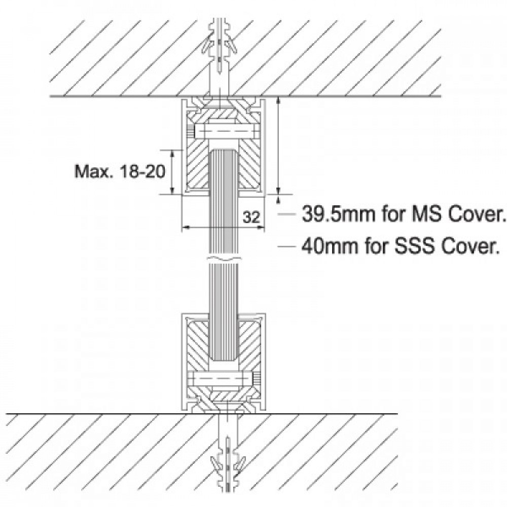 Wall Profile System Kit For 10mm Glass With SS Covers - 3m