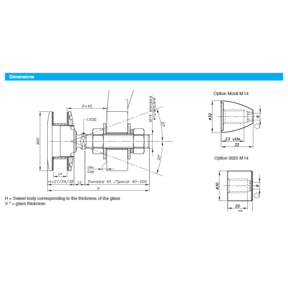 Flat Head Articulated Bolt For 15 - 22mm Insulated Glass Uni