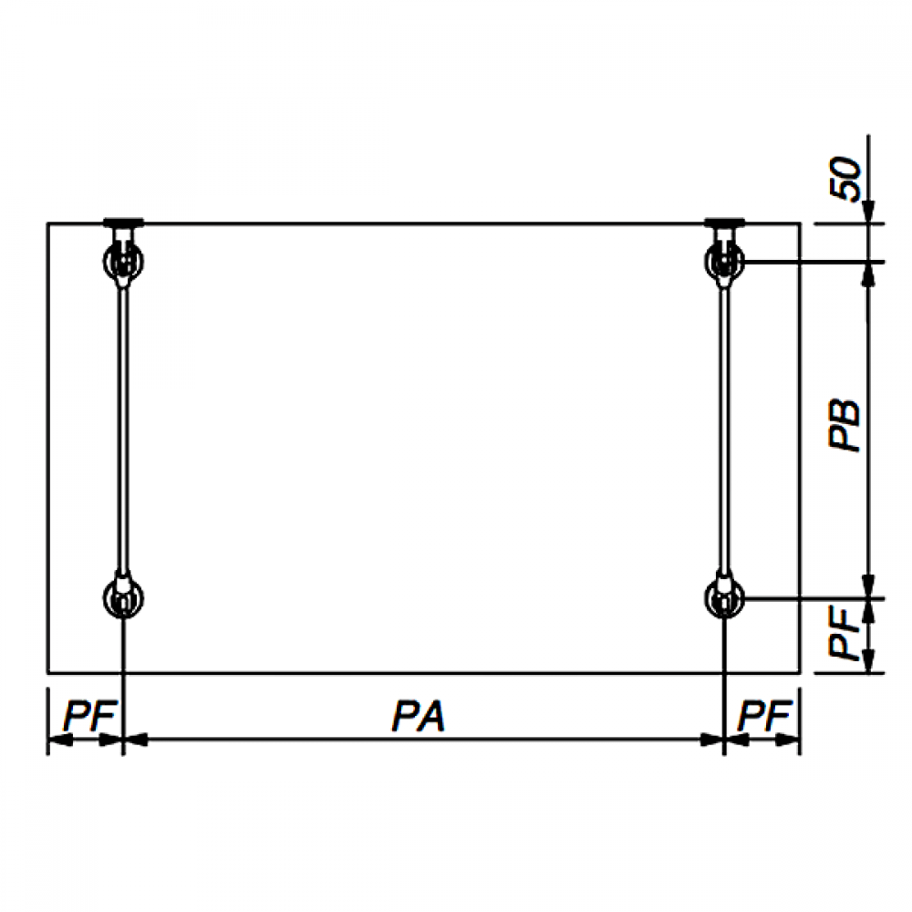Complete 316 Stainless Steel Canopy Kit for max 13.5mm Glass