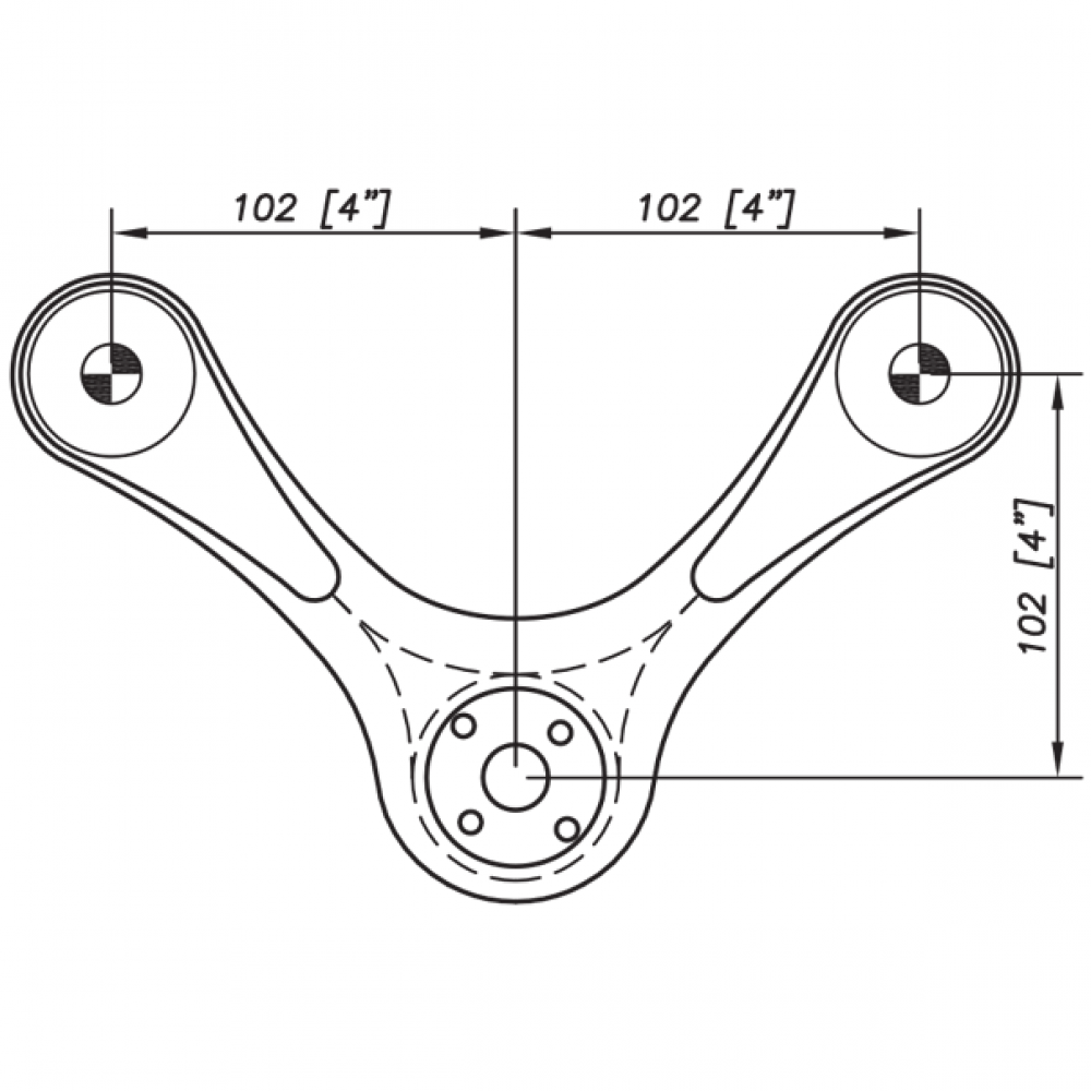 S3000 Spider Bracket Series - 2 Arms 90 Degree - AISI316