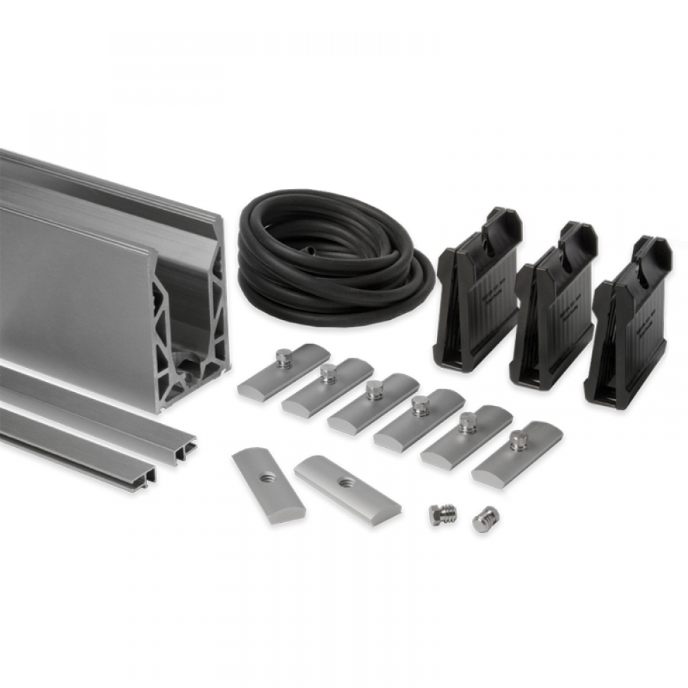 POSIglaze 3 Mtr Surf. Mount Kit For17.5mm Glass, Brush Alum