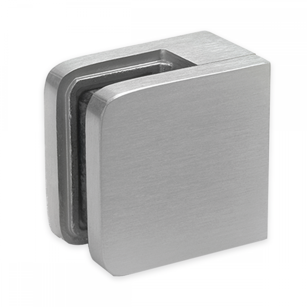 Glass Clamp - 45x45mm - 316SSS - Satin - Flat - 6-10mm Glass
