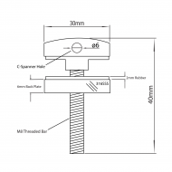 30mm Point Fixture-M8 x 40mm Bolt- Satin Finish 316SS