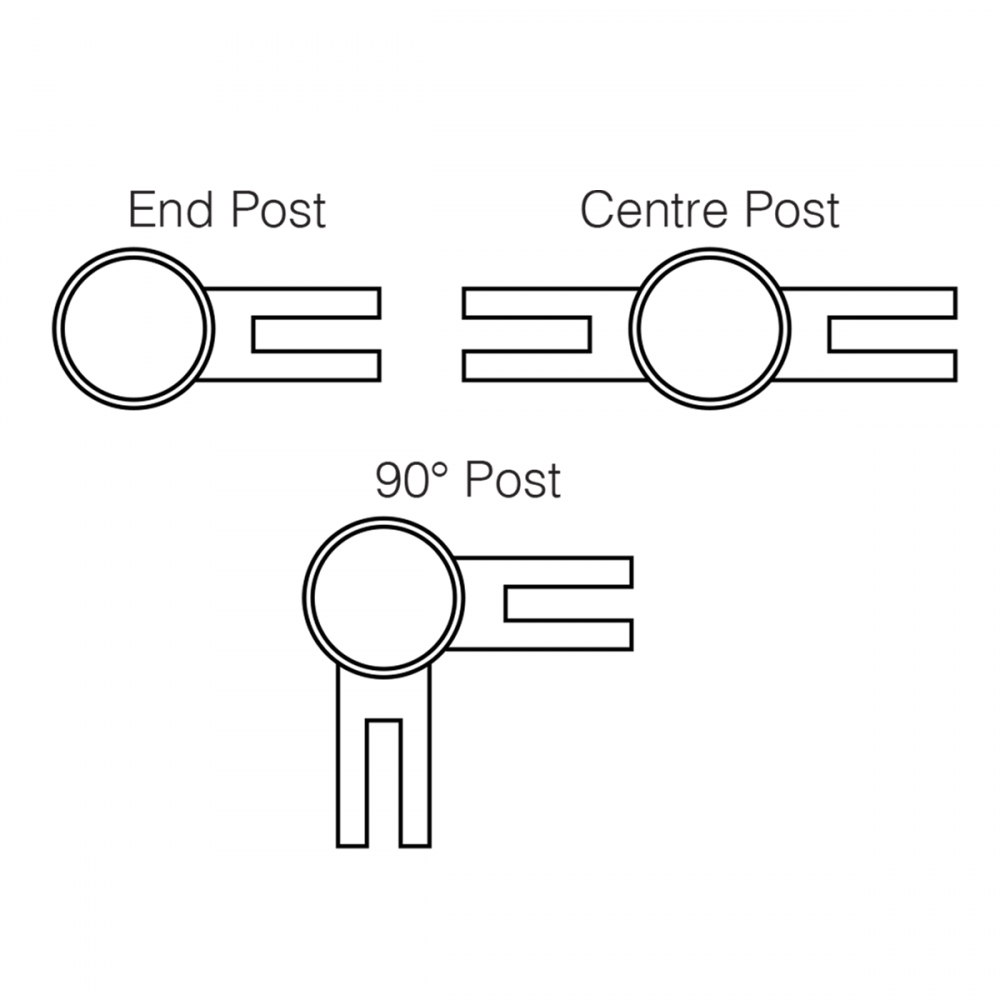 Side Mount Centre Post - 900-1300mm - Sloped Hand Rail