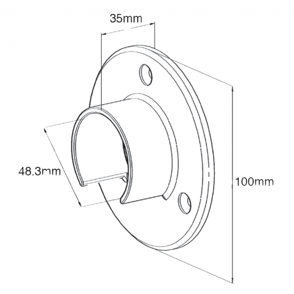 Slotted Handrail to Wall Bracket for Tube 48.3mm x 1.5mm