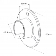 Slotted Handrail to Wall Bracket for Tube 48.3mm x 1.5mm