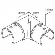 Slotted Handrail 90 Degree Connector for Tube 48.3mm x 1.5mm