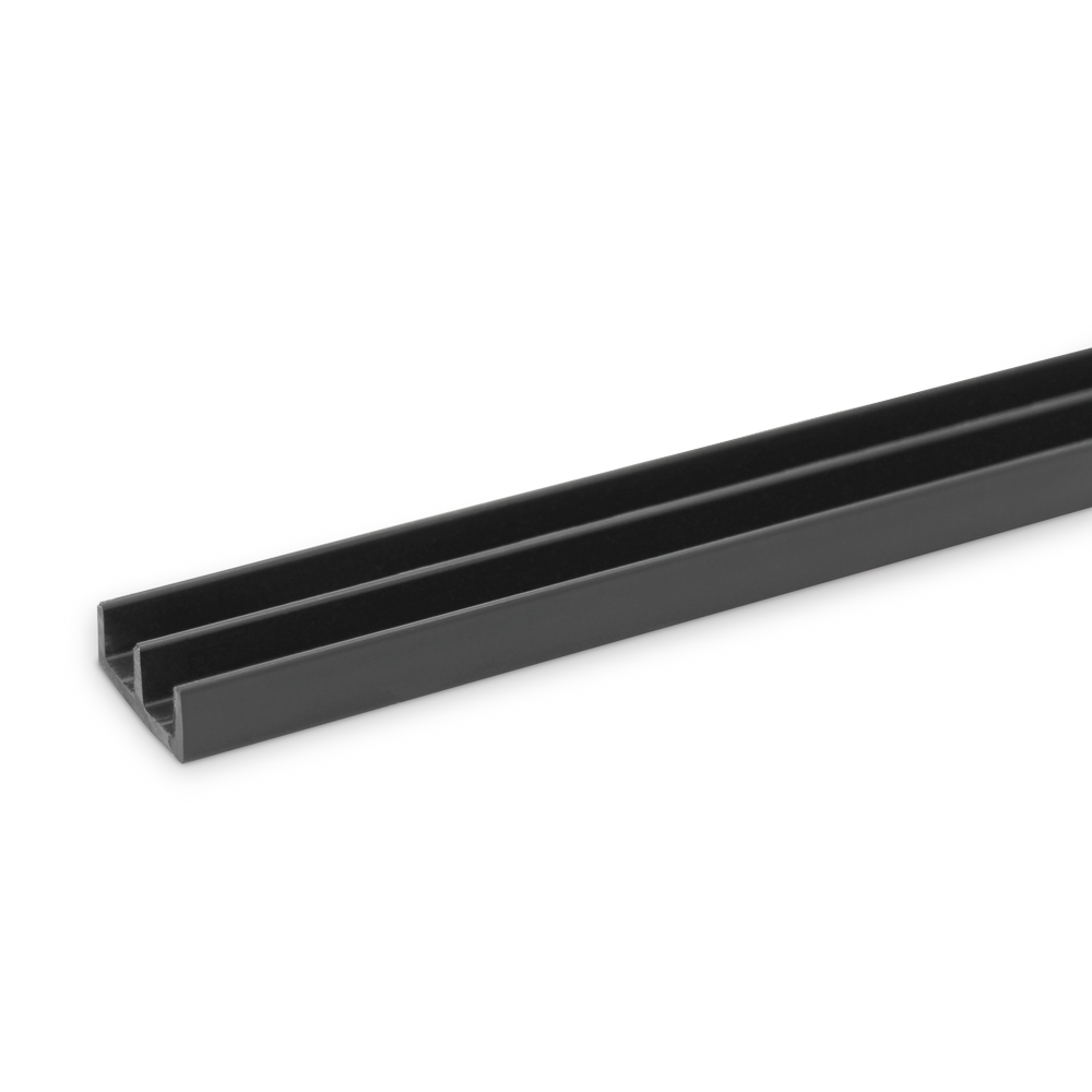 4mm Plastic Sliding Track - Bottom -  Black - 2.44 Metres