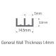 4mm Plastic Sliding Track For Glass - Bottom -  Black - 2.44