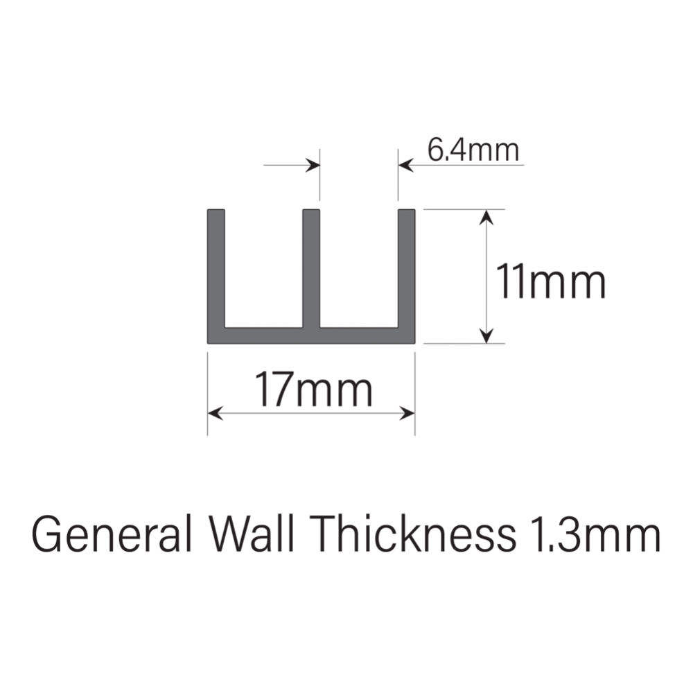 6mm Plastic Sliding Track For Glass - Top - Black - 2.44 Met