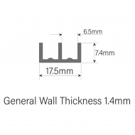 6mm Plastic Sliding Track For Glass - Bottom - Black - 2.44