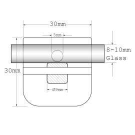 F Type Shelf Support - Chrome - 8-10mm Glass