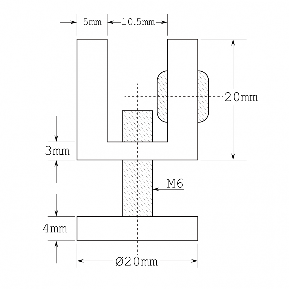 U Type Single Shelf Support - Chrome - 6-10mm Glass