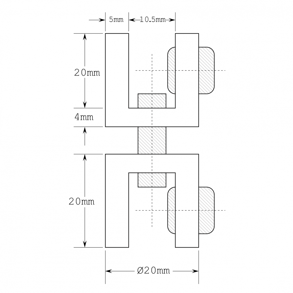U Type Double Shelf Support - Chrome - 6-10mm Glass