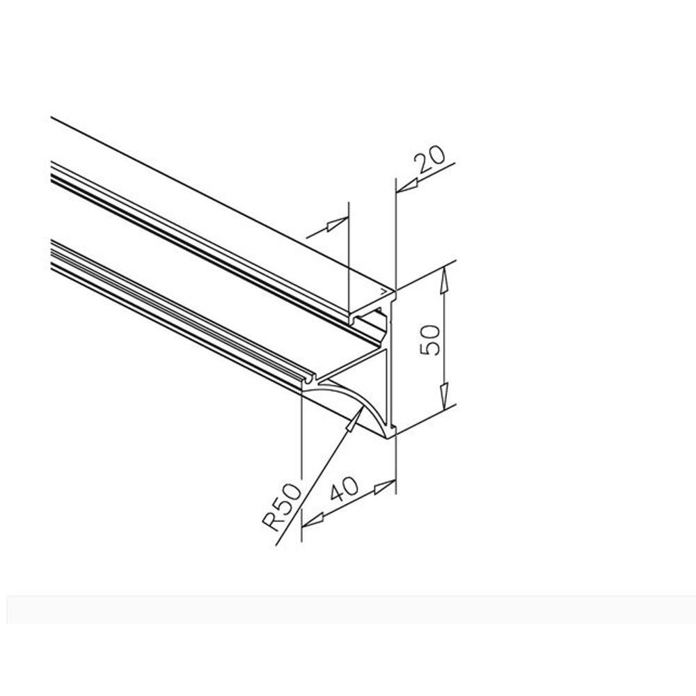 Glass Shelf Profile - 10mm or 8mm Glass - SS Effect