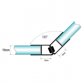 Set Of Magnetic Seals 10mm Glass For 135 Degree Doors