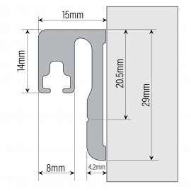 Shower Door Seal Holder Profile - Polished Aluminium
