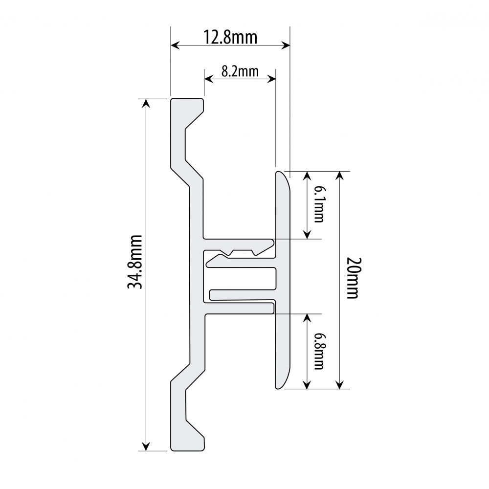 Snap on T Trim - Anodised Alum. Finish For 6mm Mirror