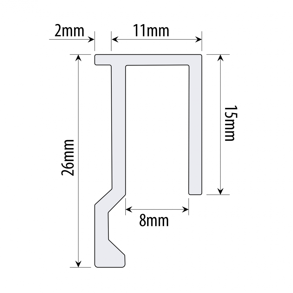 J Trim - Anodised Finish For 6mm Mirror - 3 Metre