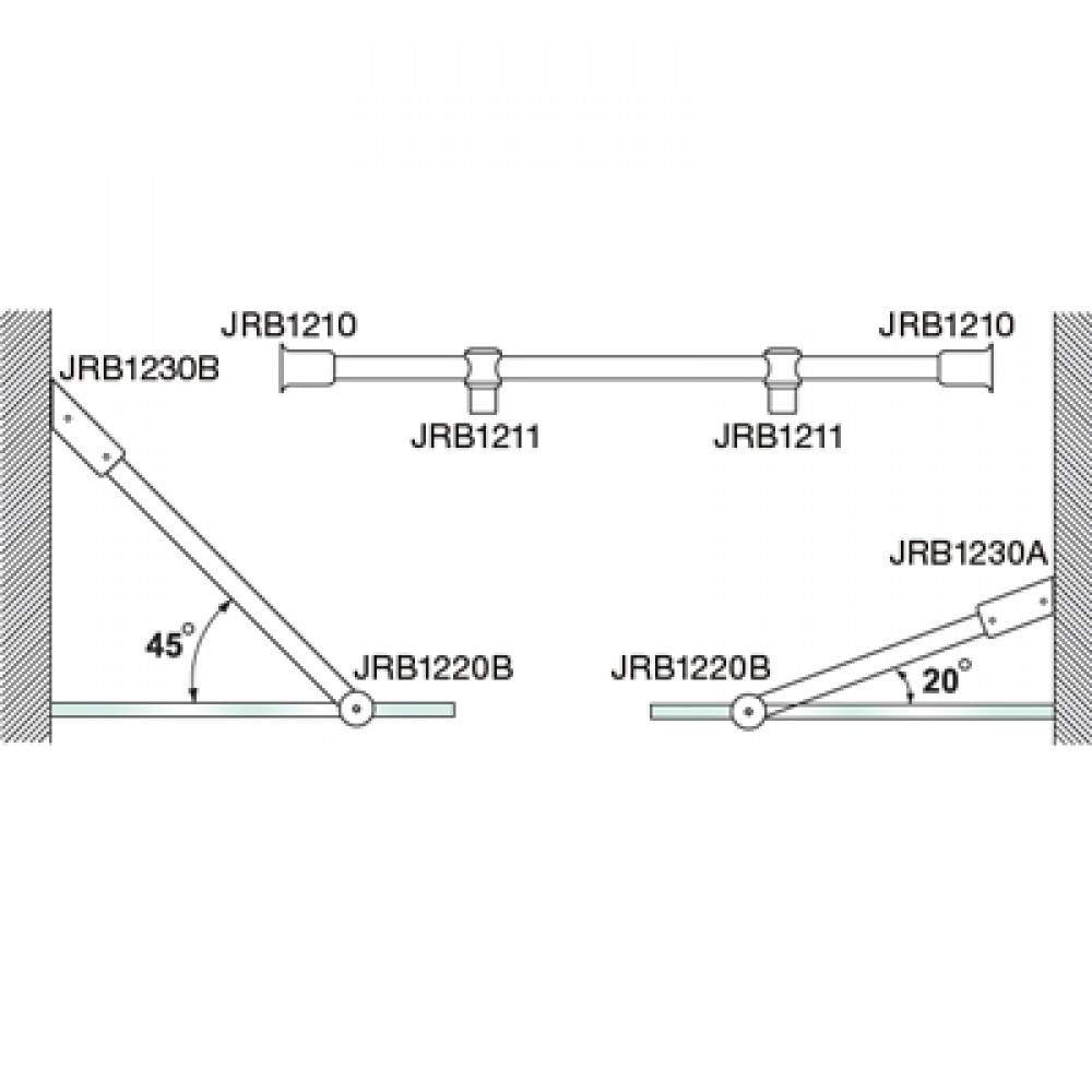 Reinforcement Bar 45 Degree Wall Mount - Polished Chrome
