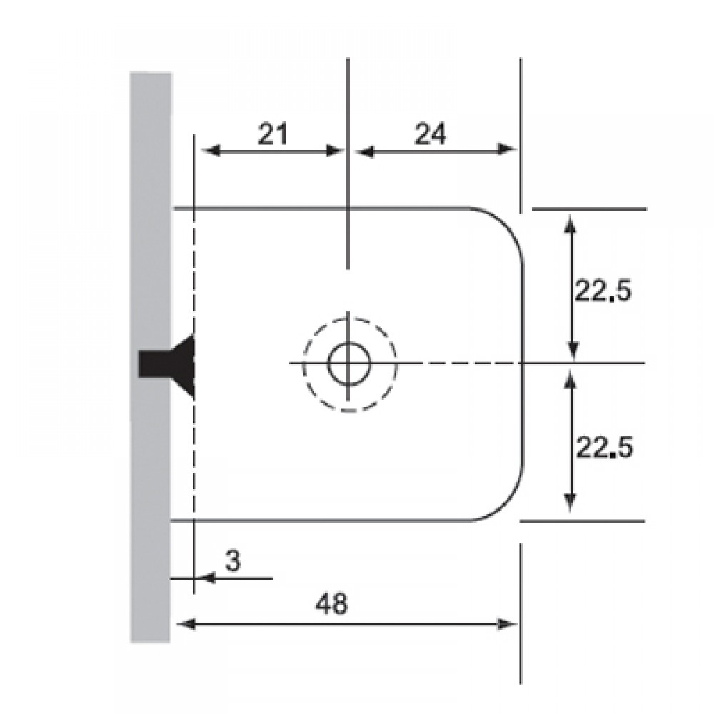 Wall Mount Fixed Panel Glass Clamp _ Satin Chrome